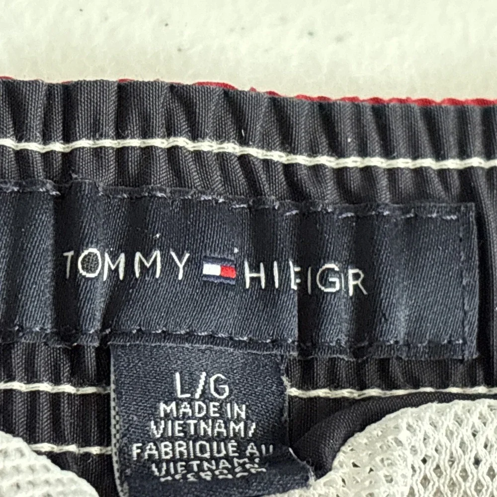 Tommy Hilfiger Men's Large Red‎ White Blue Stripe Board Short Swim Trunks